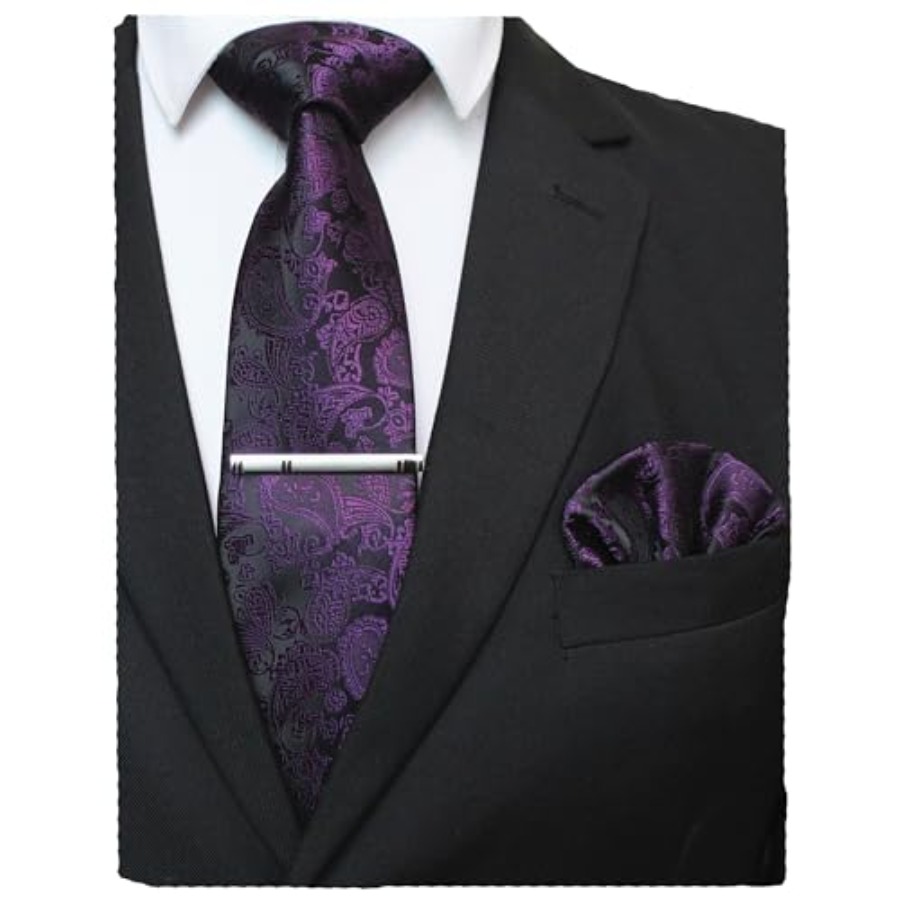 Mens Solid Color Paisley Neckt - Pocket Square Set review and price